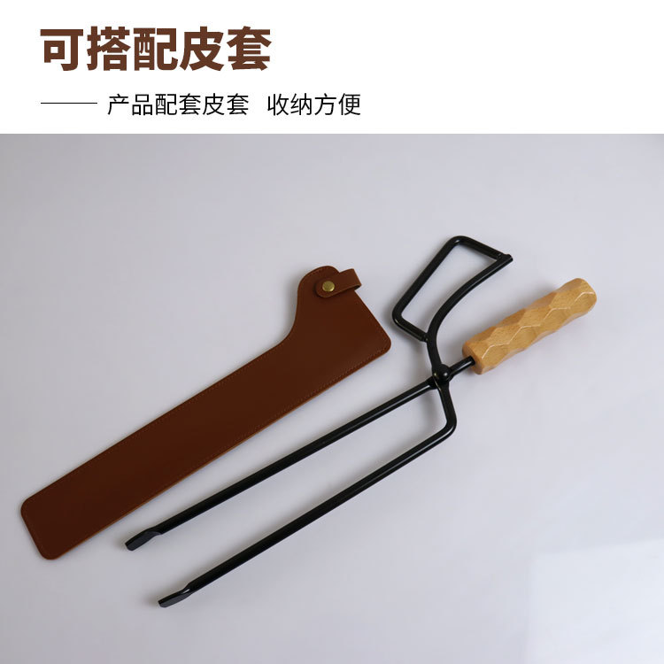 Clip de carbón de camping transfronterizo suministros al aire libre anti-escaldado mango de madera alargado carbono nuevo resorte pinzas de clip de carbono