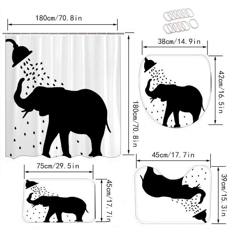 Digital curtain, carpet, set, toilet, dinosaur, wholesale, polyester, 4 piece set, 3 piece set