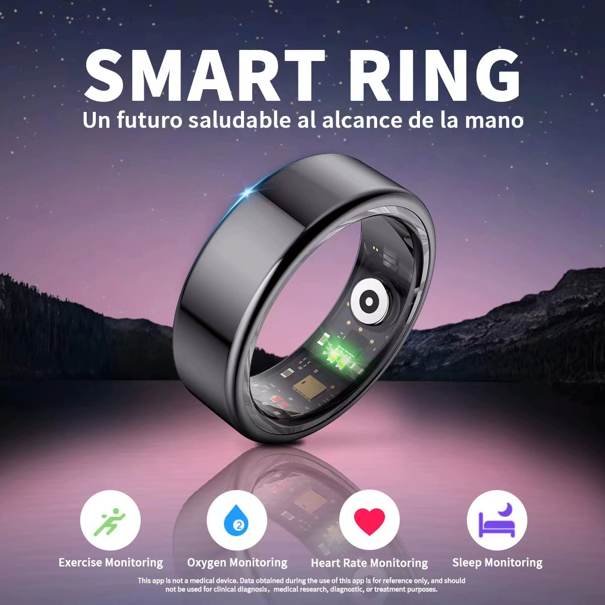 Новый умный кольцо SMART RING, кольцо для контроля кислорода в крови, водонепроницаемое, для мобильного использования