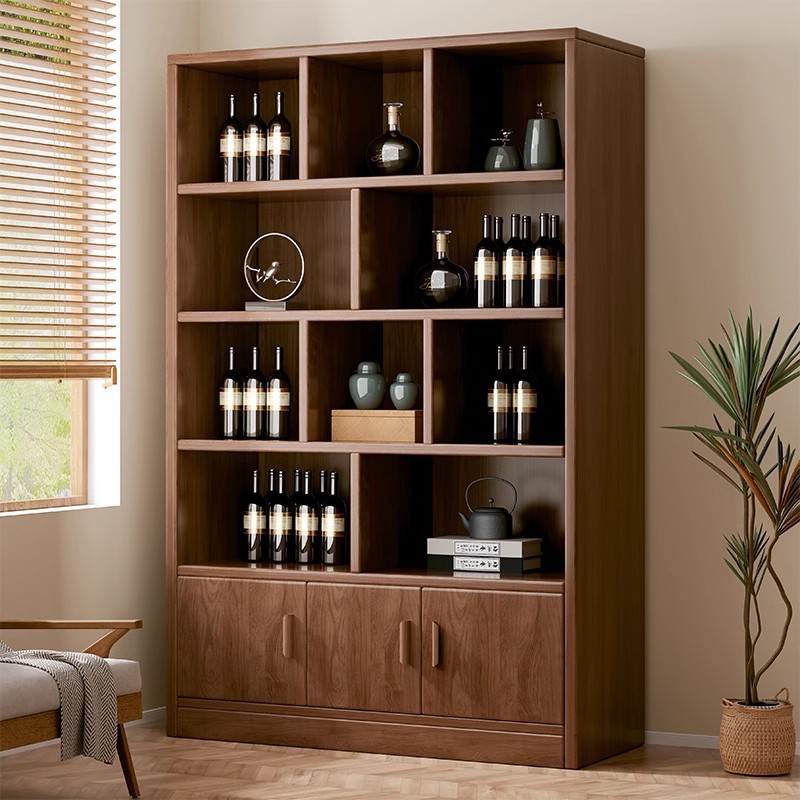 Solid Wood Ecological Board Wine Cabinet Against the Wall in the Living Room 2026 New Model with Doors for Home Display Cabinet Family Small Wine Rack Bar Cabinet