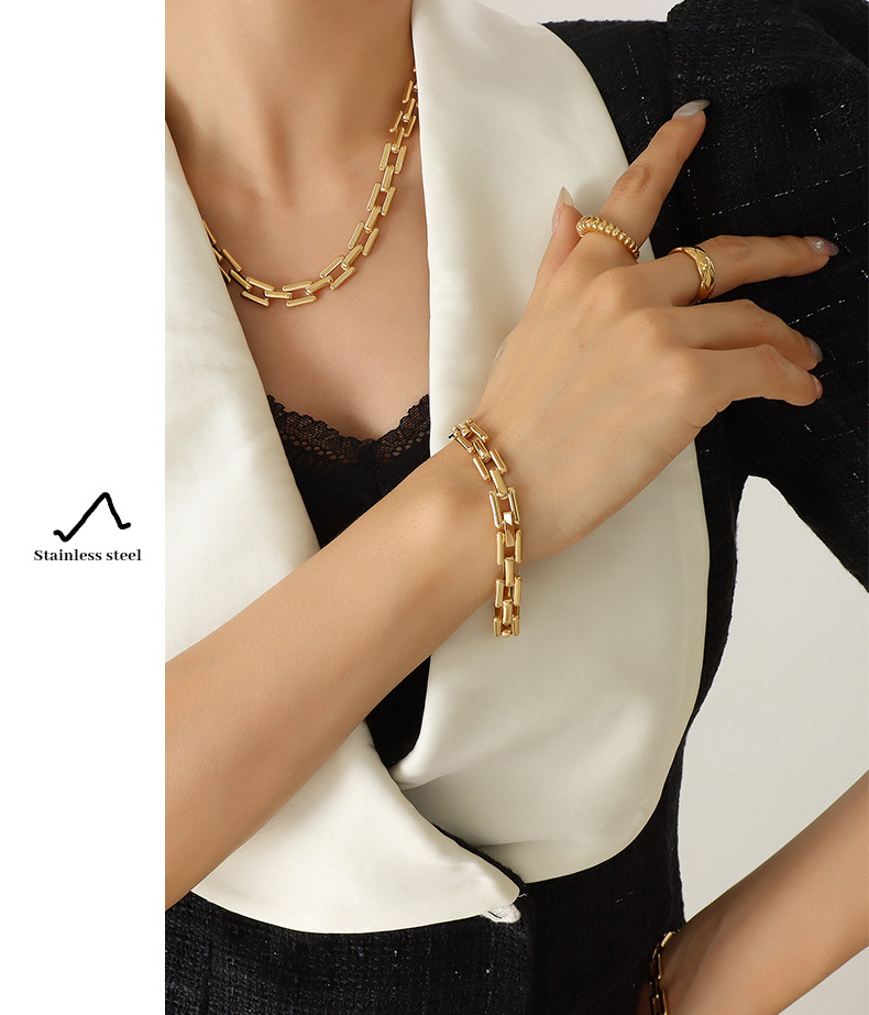 Fashion Geometric Titanium Steel Bracelets Necklace