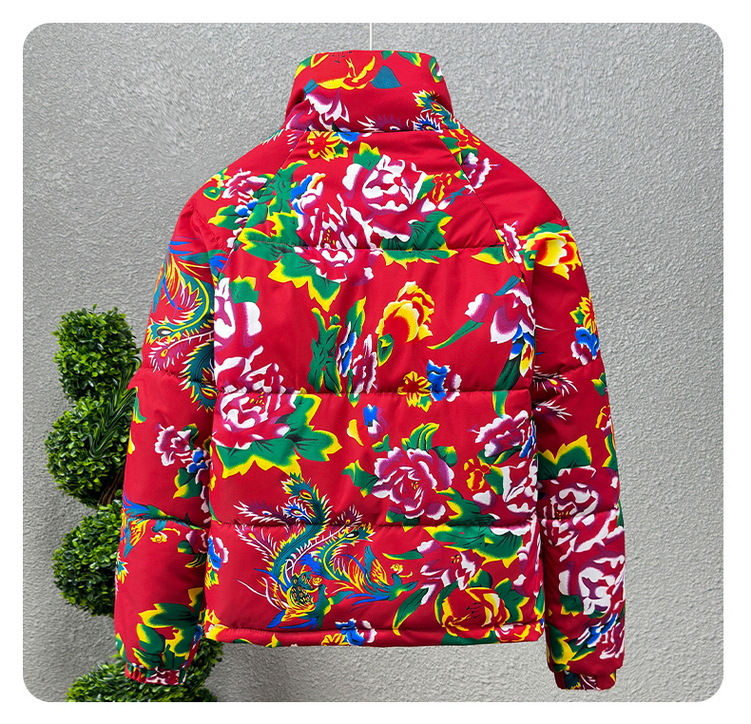 Men's Festive Big Flower Padded Jacket Winter Thickened Bread Coat_voghion.com