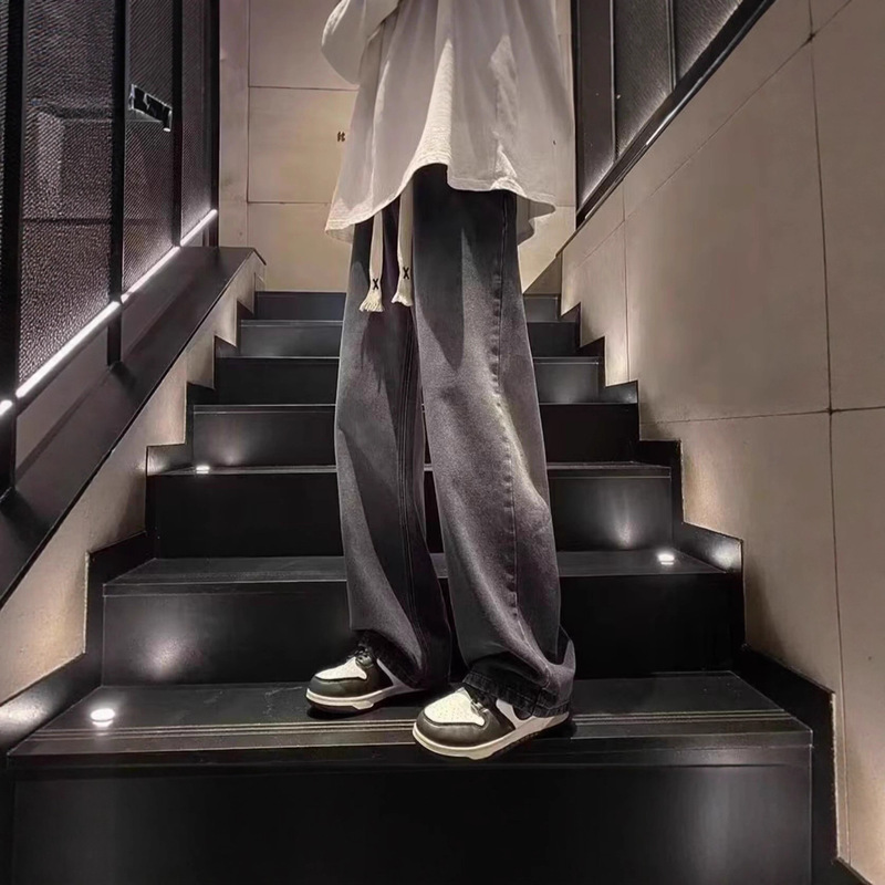 Vintage Men's Jeans Autumn Straight Loose Trendy Wide-Leg American High Street Casual Long Pants for Men
