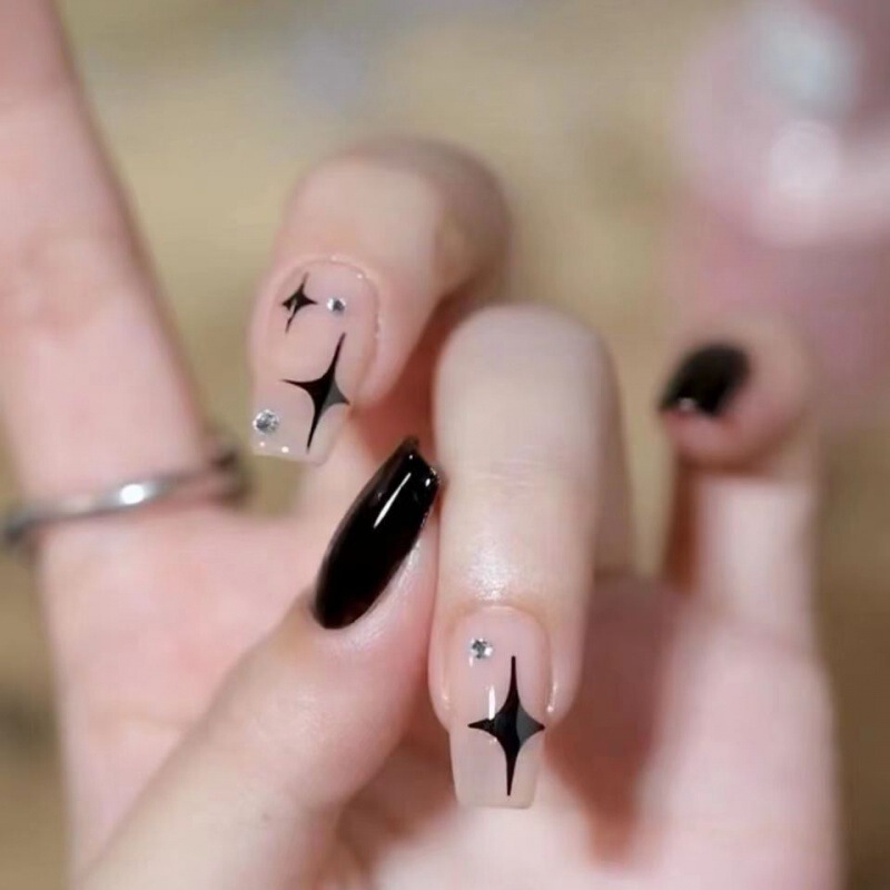 Handmade Wearable Nails, Pure Lust Style, Black Starburst Manicure, Short Nails, Handmade Manicure, Manicure Patches, Removable Wearable Nails Handmade Wearable Nails, Pure Lust Style, Black Starburst Manicure, Short Nails, Handmade Manicure, Manicure Patches, Removable Wearable Nails