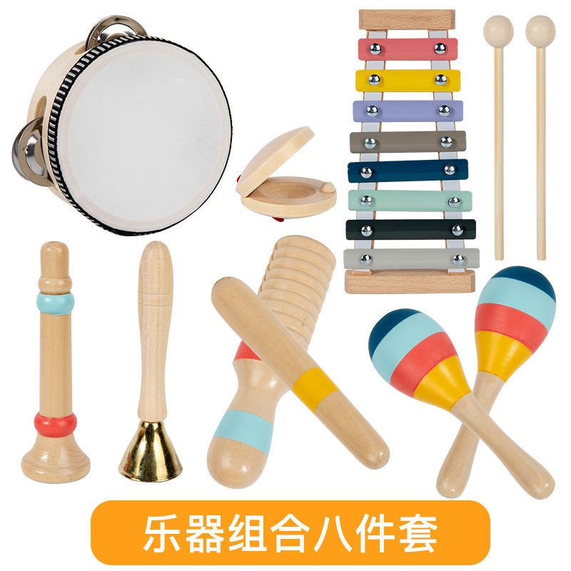 Conjunto de instrumentos musicales transfronterizos Orff, regalo de educación temprana Montessori, tocar el piano de ocho tonos, ayudas didácticas de madera, juguetes musicales de jardín de infantes