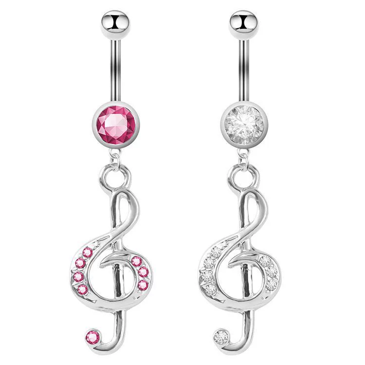 Пирсинг пупка из нержавеющей стали, асимметричный подвес, европейский стиль, белый или розовый