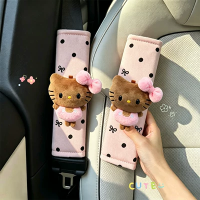 clothing protection, universal for all – Sürətlər qutusu və əl tormozu başlıqları - pink-black-leather-with-polka-dot-eyes-black-polka-dot-pink-shoulder-pad-2hand-sewn
