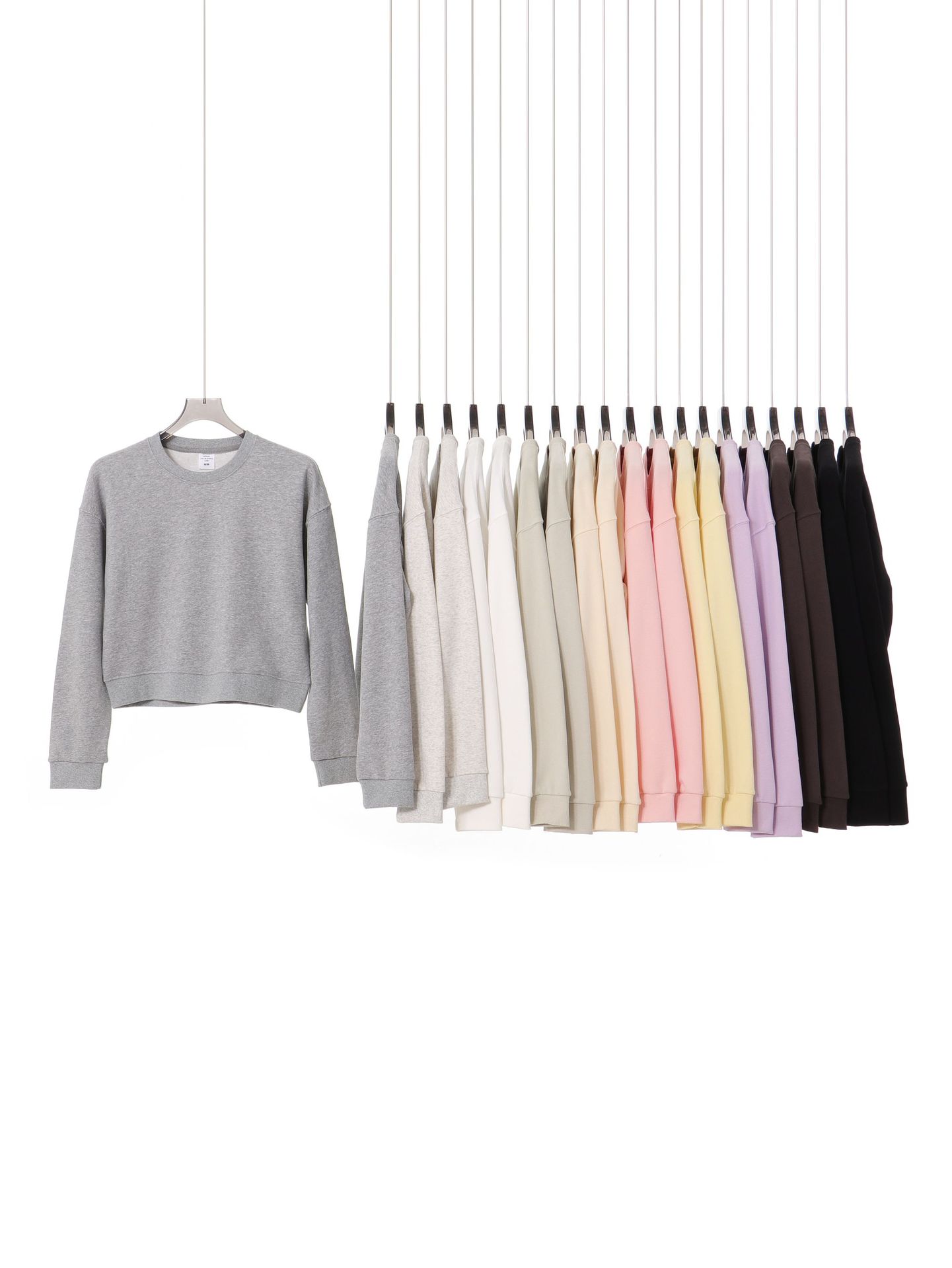 Sudadera corta de cuello redondo para mujer, de 330 g, de marca de moda, estilo casual simple para otoño e invierno, sudadera corta de manga larga.