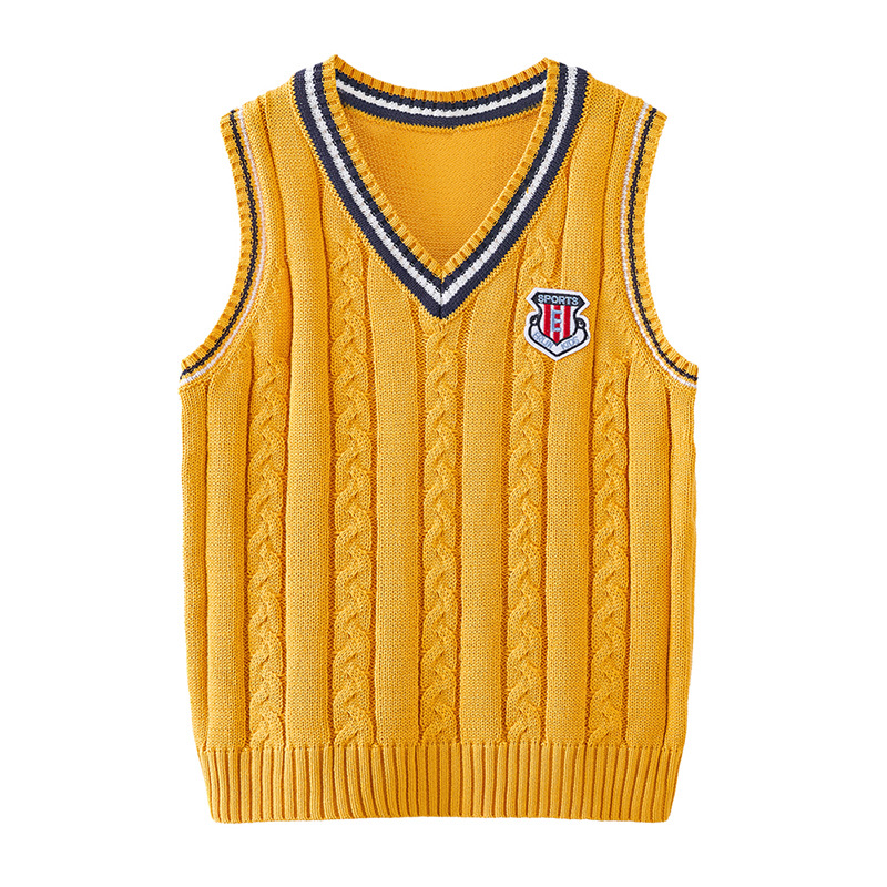 Chaleco de lana de algodón Twist niños y niñas de punto chaleco suéter medio y grande niños kindergarten uniforme escolar coreano al por mayor