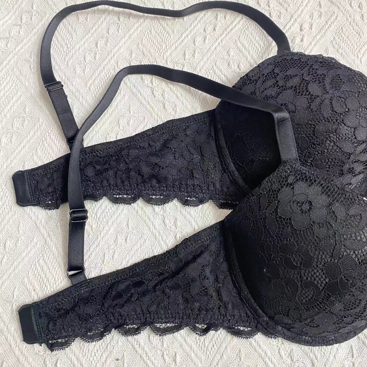 Autumn winter styles with sexy charming lace edges, black traditional thin top thick bottom cups to gather and support_voghion.com