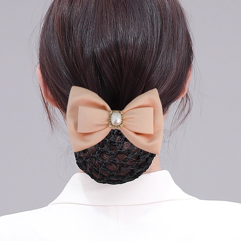 Work Career Nurse Head Flower Hair Net Waiter Bow Hairpin Net Pocket Bank Hotel Stewardess Hair Accessories Headdress