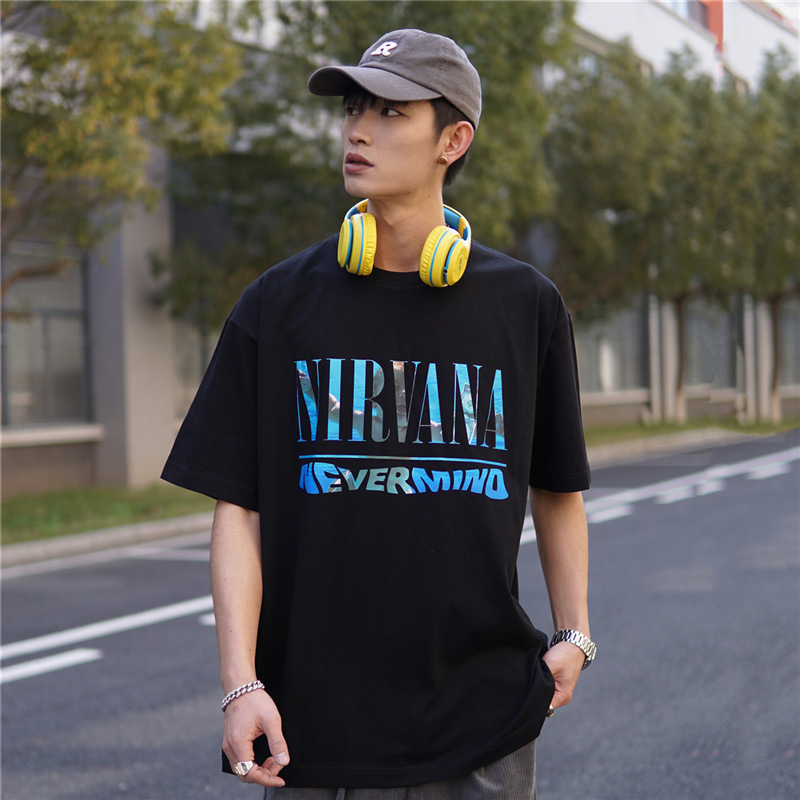 Long-Term Nirvana Band T-Shirt Rock American Retro Street Loose High Street Small Neckline Vintage