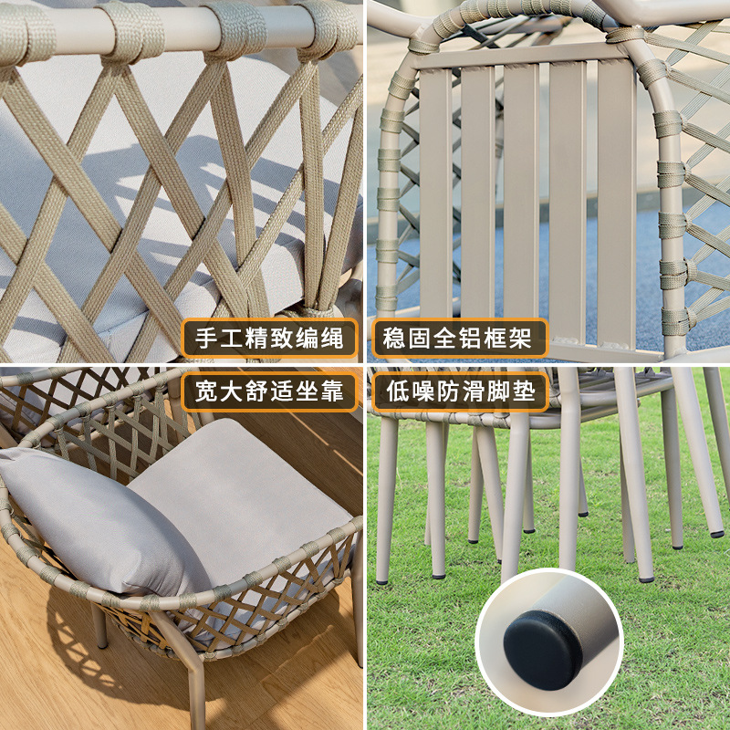 Muebles de exterior Patio Villa Ocio mesa y silla de ratán nórdico balcón al aire libre patio neto plástico rojo mesa de madera y silla