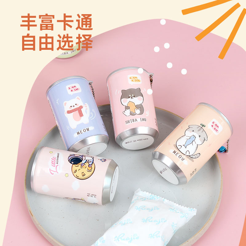 Canned wet wipes wholesale portable children's bucket cans Coke cans cleaning and hygiene mini wet wipes factory