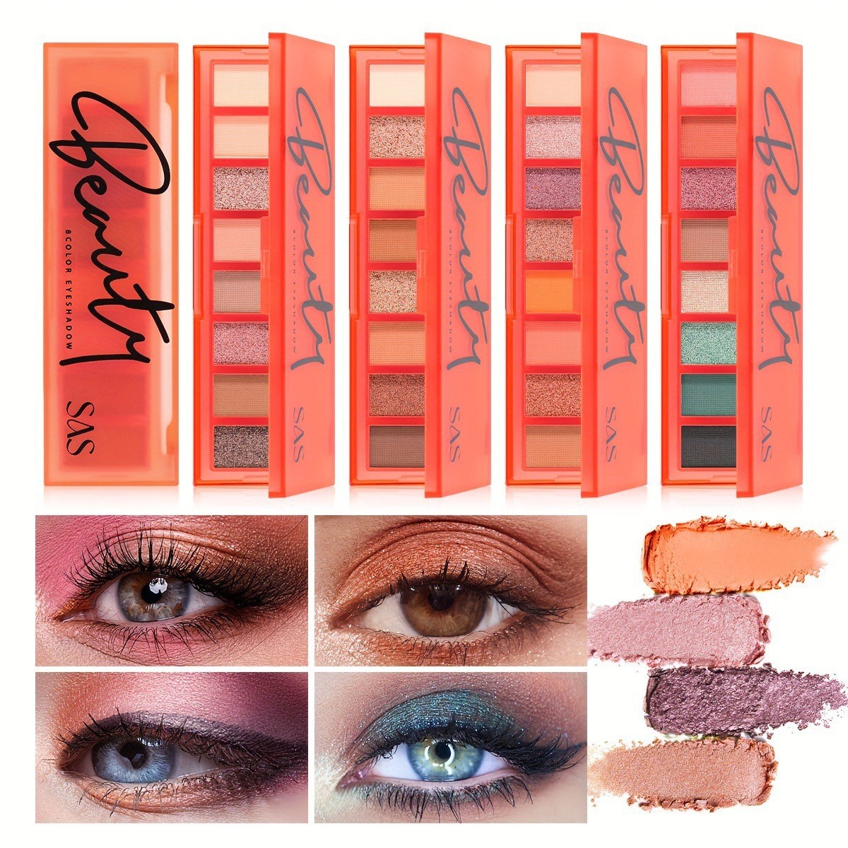 USHAS Spot transfronterizo europeo y americano paleta de sombras de ojos de ocho colores perlado mate impermeable sin florecer sombra de ojos en polvo brillante SAF038