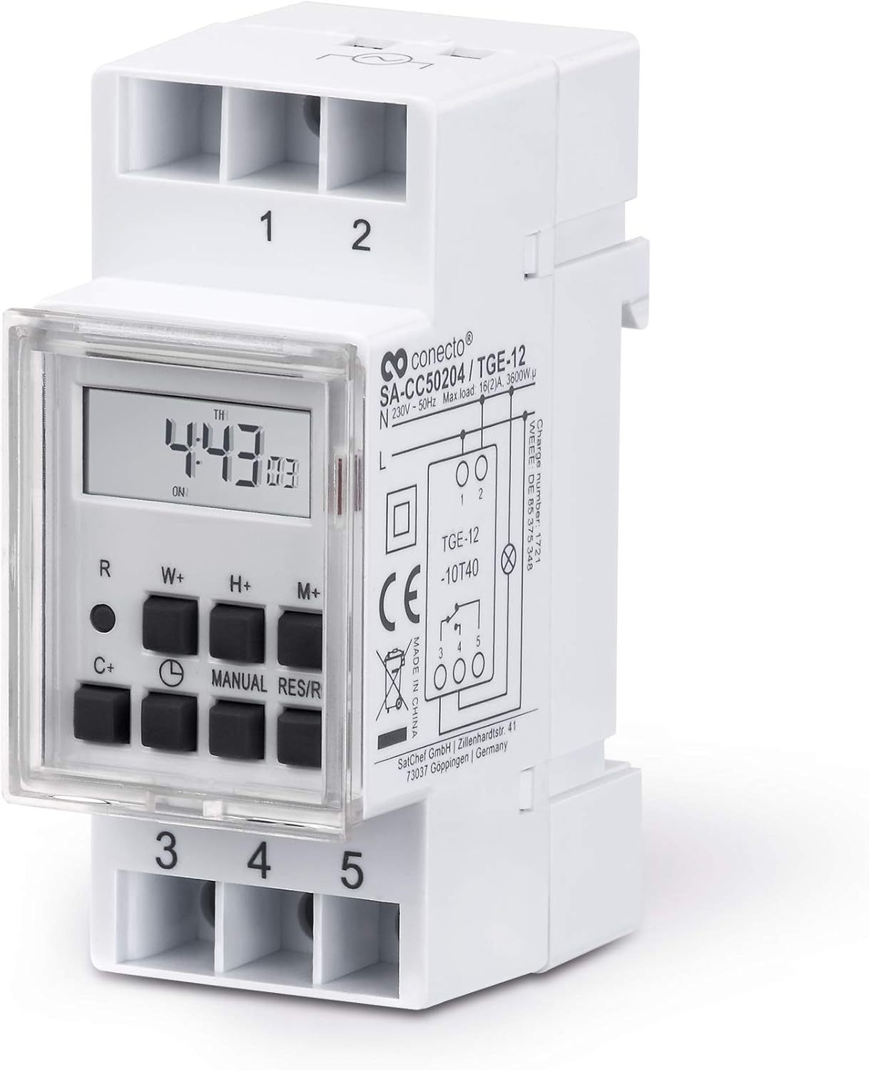 conecto Digitale Zeitschaltuhr für Hutschiene Schalttafel-E