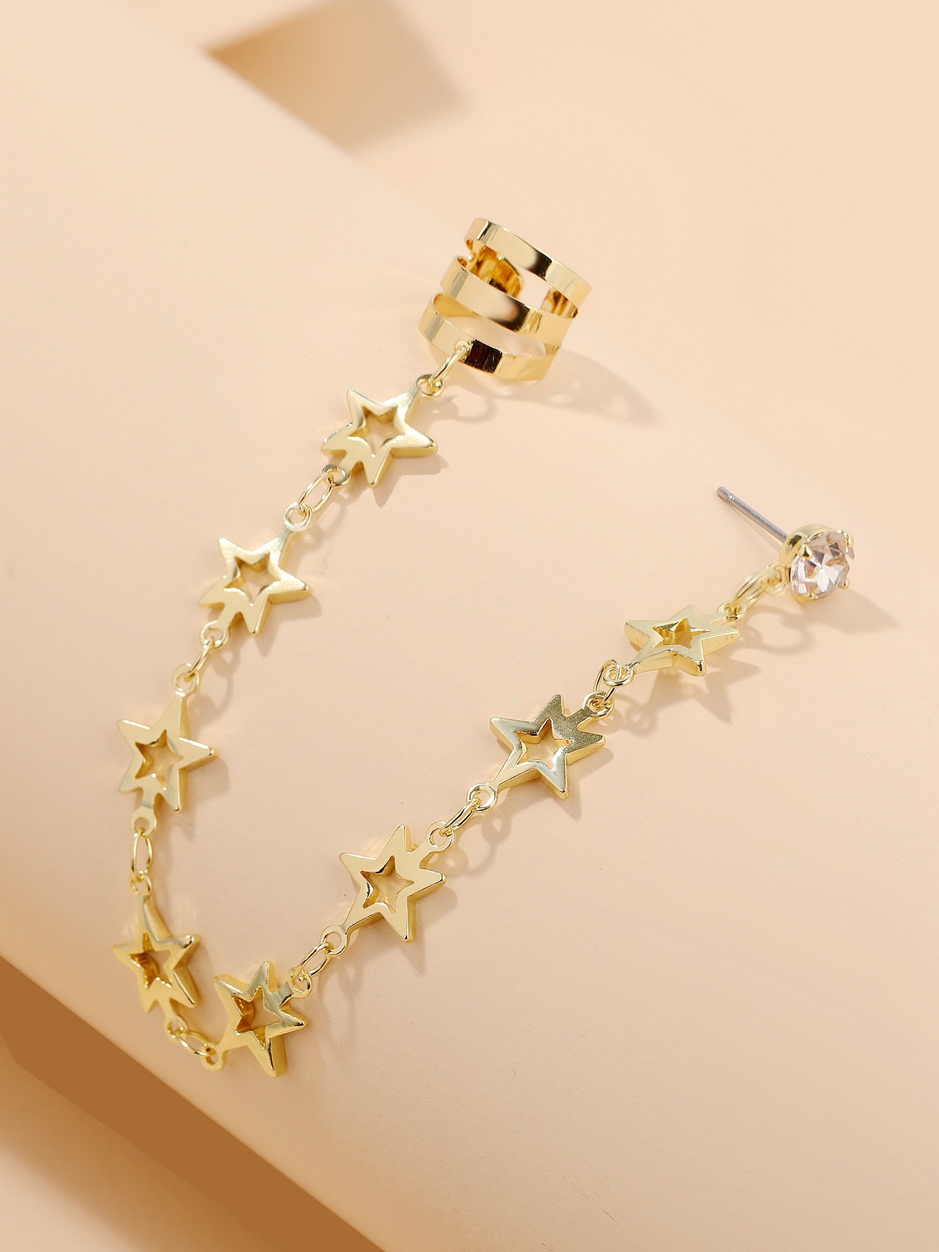 Ohrringe Achteckige Acht-wies Sterne Ohr Kette Quaste Ohr Clip Set Schmuck Großhandel display picture 5