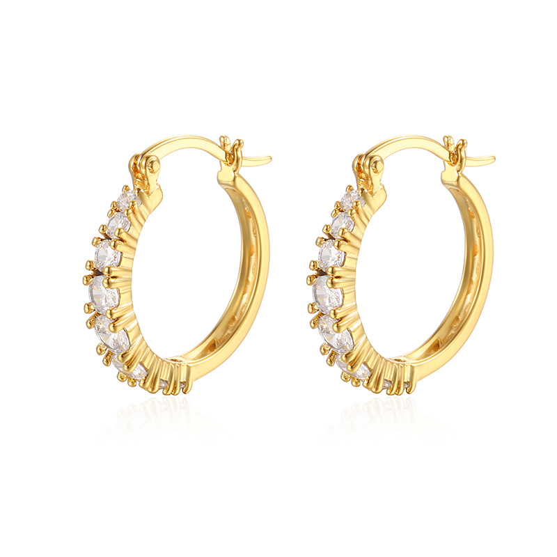 Orecchini a lobo in oro con zirconi donna gioielli di lusso_voghion.com