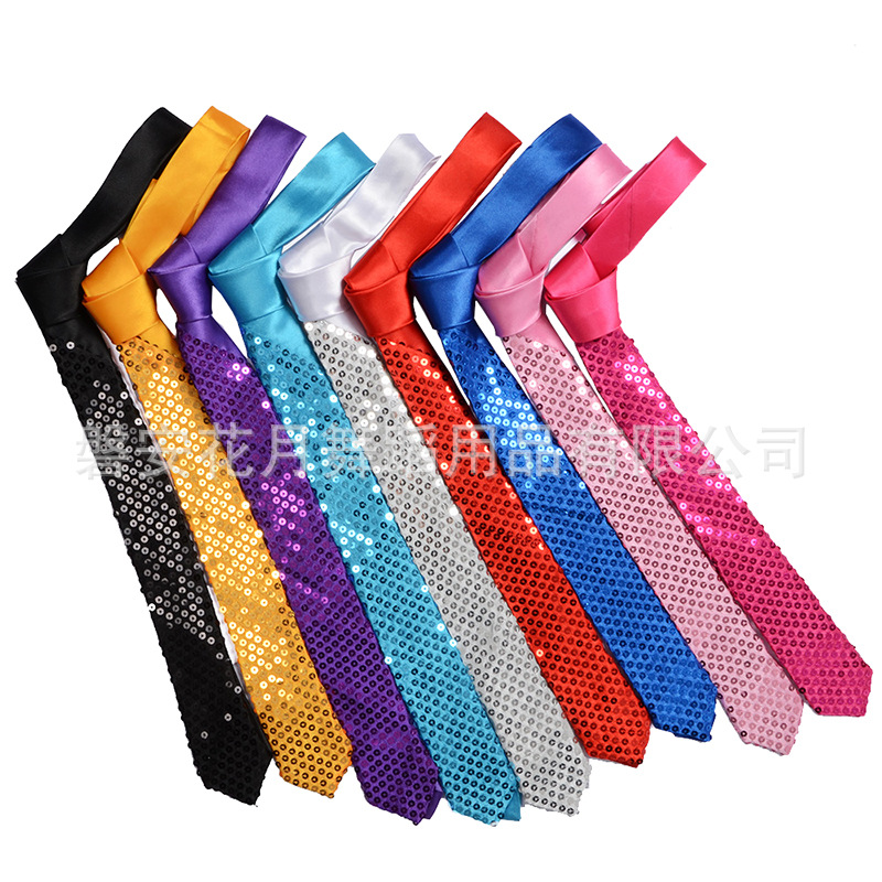 Sequin tie men and women sequin tie formal wear Korean narrow version wedding party party performance stage tie 5