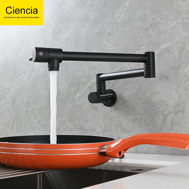 Kitchen sink faucet into the wall single cold faucet sink dish basin faucet folding double handle switch faucet