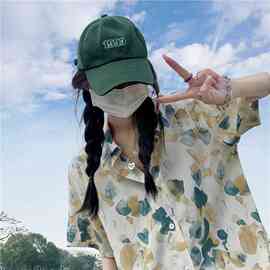 夏季2025年新款韩版复古上衣宽松显瘦短袖衬衫设计感小众衬衣女士
