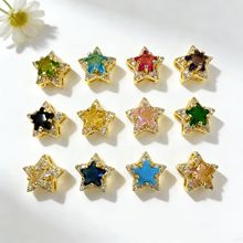 12生辰五角星穿孔珠手链通孔珠项链直孔吊坠DIY饰品配件散珠材料