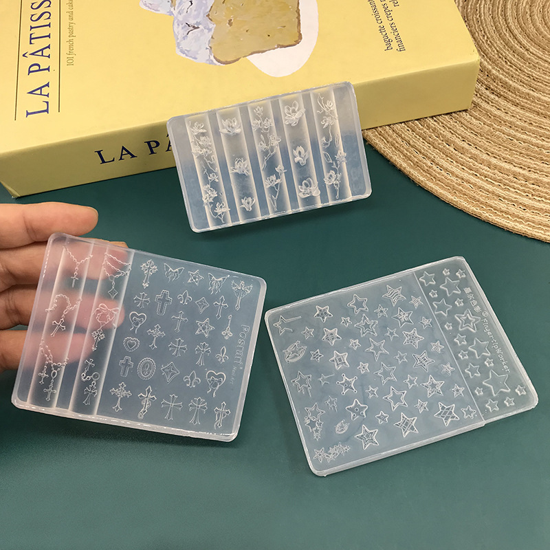古风玉兰花花朵枝条高透3D立体美甲模具diy自制指甲配饰手工翻模