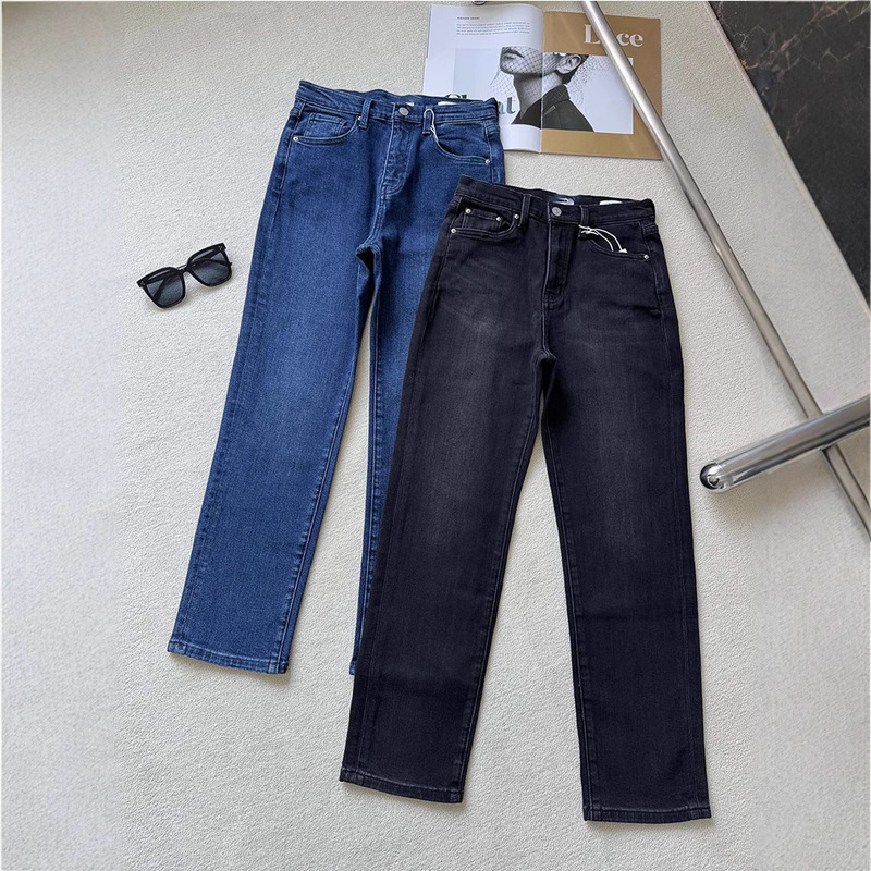 Nanyou Factory Fr*E Miyi's Same Style Jeans, High-Waisted, Slimming, Versatile, Stretchy Denim, Nine-Point Cigarette Pants, New Product