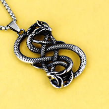 跨境爆款维京双龙钛钢不锈钢项链吊坠复古男女项链北欧饰品批发