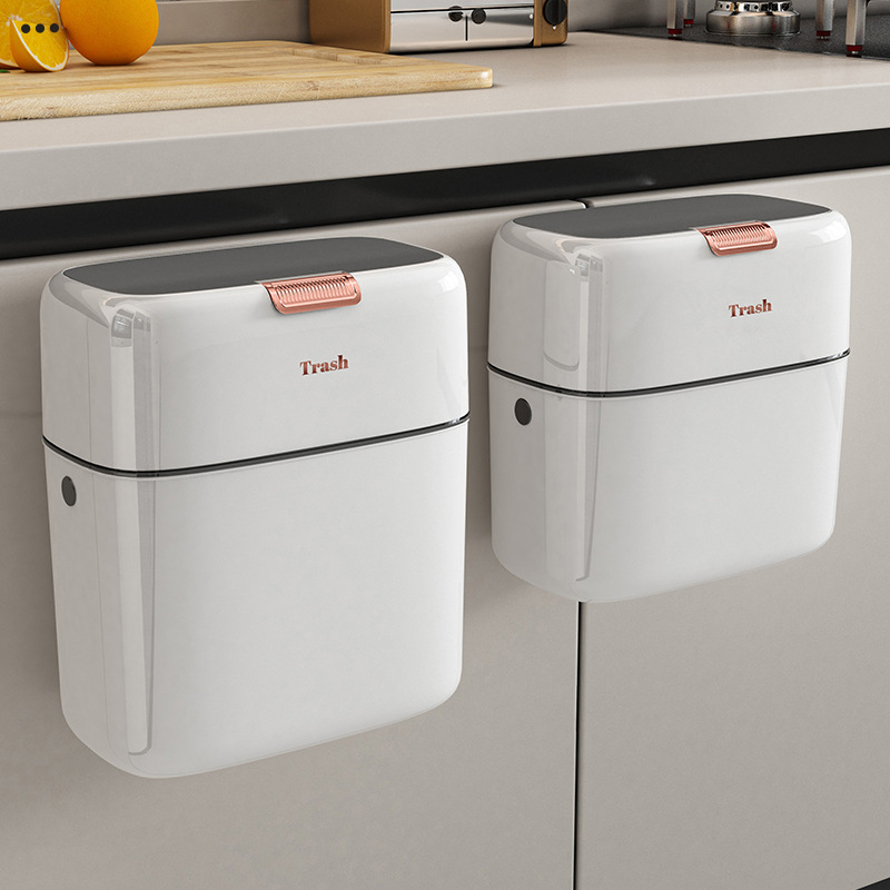 2025 nuevo bote de basura especial para cocina, inodoro, inodoro, sala de estar, desperdicio de cocina, colgante de pared simple, hogar grande con tapa