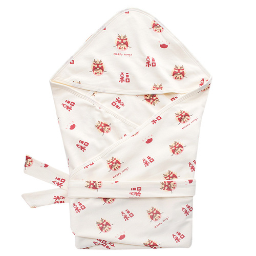 2024 New Spring and Autumn Double Layer Newborn Dragon Baby's Birth Baby Supplies Pack Blanket Simple Cotton Festive Quilt