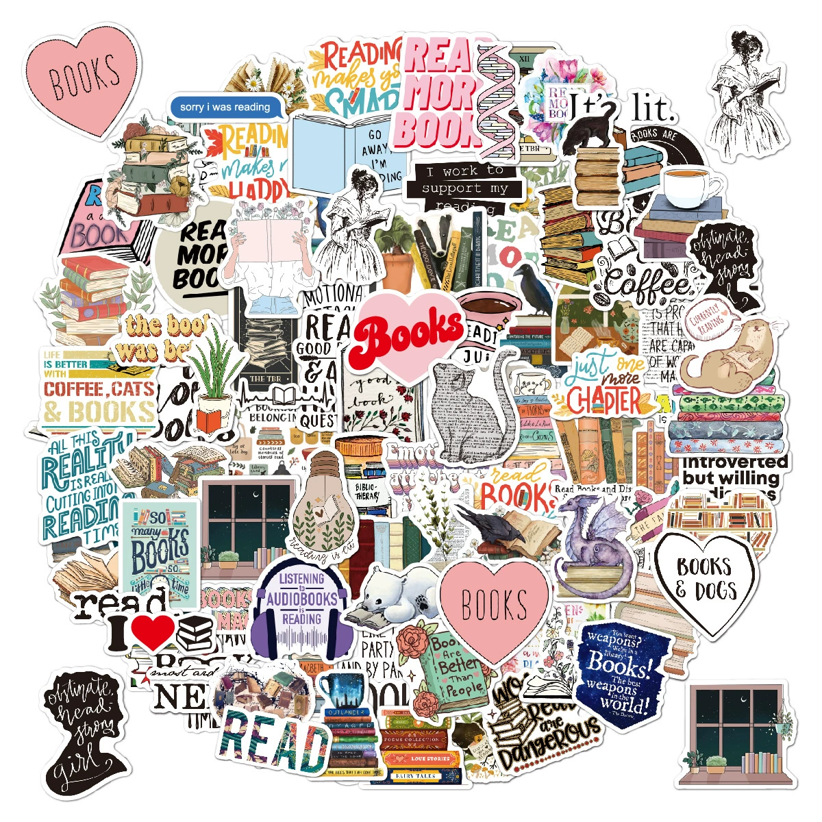 Читать наклейки 100 листов Reading stickers для ноутбука виниловые водонепроницаемые наклейки