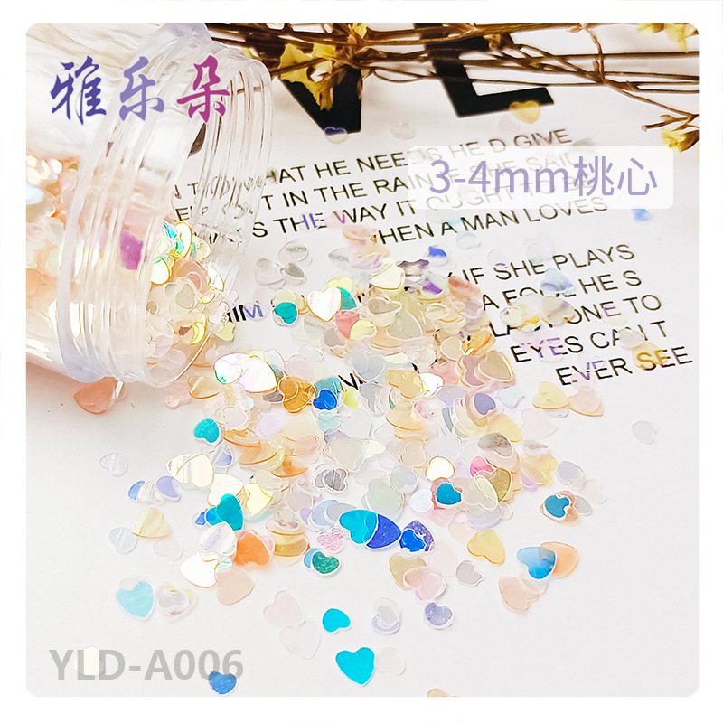 Ya Leduo 3-4MM mix and match love sequins translucent oil painting live oil plating patch nail art special color beads