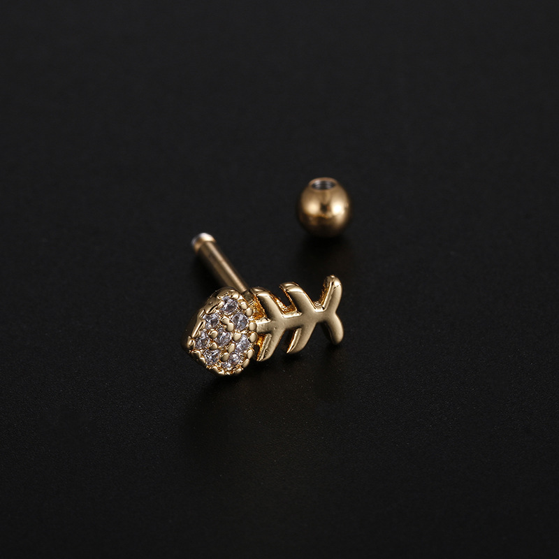 Stainless Steel Material Fashion Star Stainless Steel Star Zircon Ear Studs 1 Piece