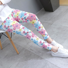 Children's Leggings Autumn 22 Spring New Korean Style Nine-Finger Children's Printed Girls' Elastic Fitting Wholesale Children's Pants