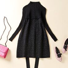 高领羊毛连衣裙女秋冬季2025年加厚羊毛打底中长款配大衣毛衣裙