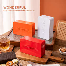 新年圣诞简约风压纹曲奇饼干铁盒包装盒子 糖果蛋糕空盒礼盒