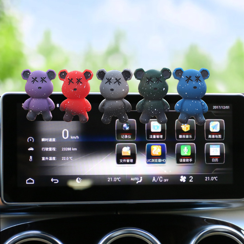 Lindo oso violento decoración de coche muñeca de oso de cielo estrellado consola central de coche productos de decoración interior plástico femenino