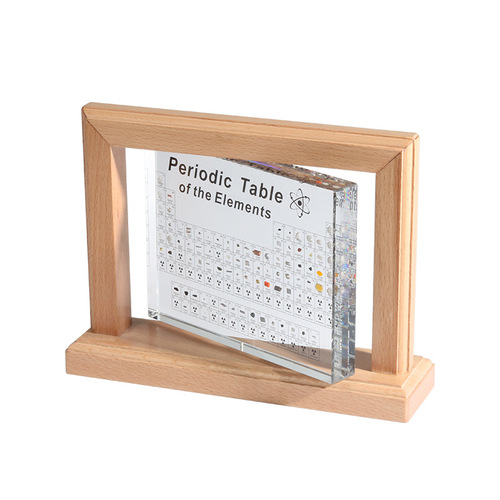 Rotating Acrylic Periodic Table Desk Accessory, Bilingual Chinese-English Version, Transparent Embedded Physical Chemical Elements Table