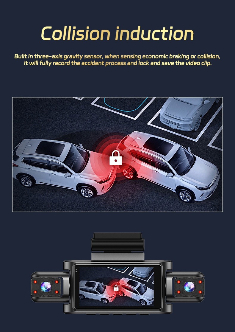 Cross-Border 3.0inch Hd Dash Cam with Four Cameras, Wifi Mobile Phone Connectivity, High-Definition Night Vision, Four-Lens Video Recording