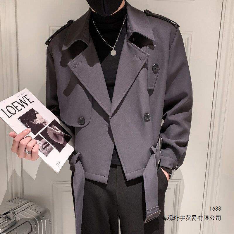 Autumn men's slim-fit casual solid color trendy short jacket, fashionable and stylish, perfect for students, versatile outerwear