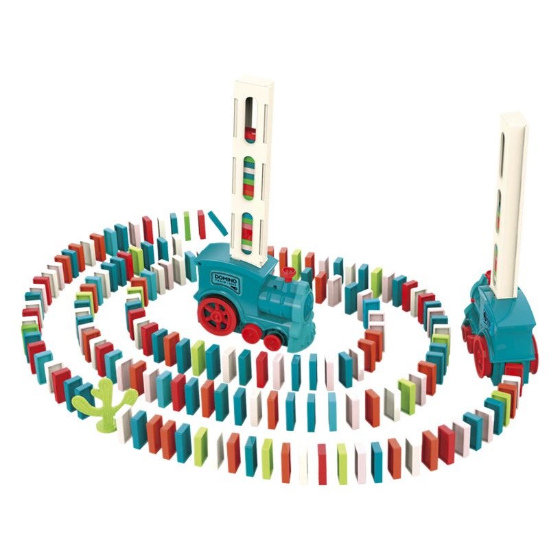 Трансграничные детские игрушки Amazon домино Поезд Электропоезд домино автоматические бросательные игрушки