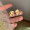 Fresh green ear clips, small design earrings, wide color palette, no pierced ears, wholesale