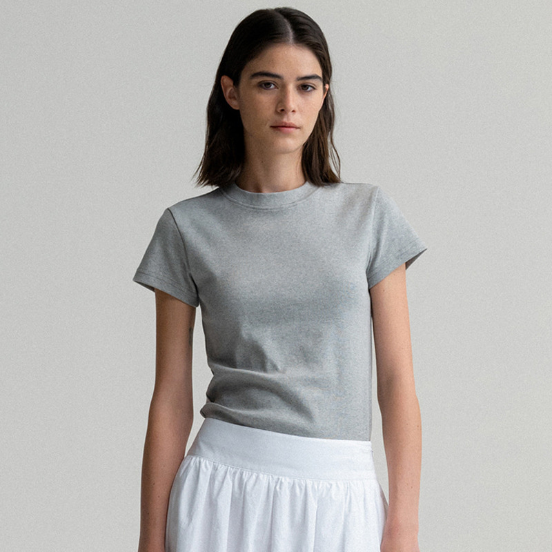 In stock nothingwritten short-sleeved T-shirt for women 2024 Summer new Korean style simple slim-fit solid color top