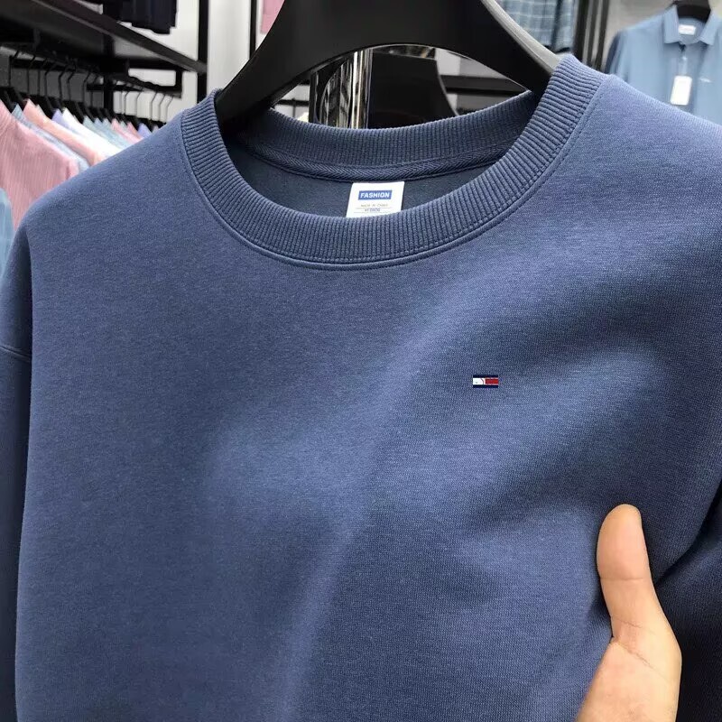 Authentic American Tommy Tommy Round Neck Sweatshirt Men's Spring and Autum Long-Sleeved Loose Casual Trendy Brand Top Jacket