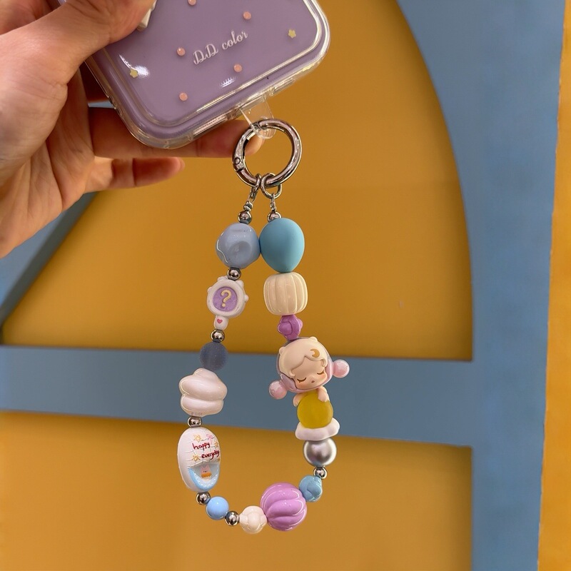 Wholesale cute doll phone chains, acrylic alloy phone lanyards, cute bag pendants, handmade phone accessories
