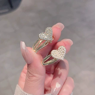 新款甜美精致爱心珍珠水钻迷你发夹高级感轻奢刘海夹女发卡头饰品