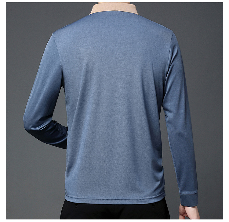 Polo de manga comprida para homem em algodão casual_voghion.com