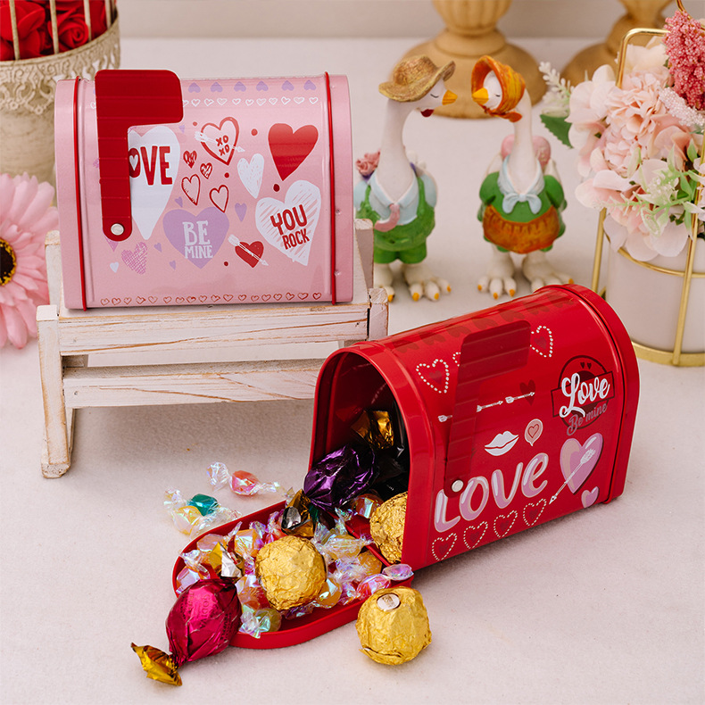 Cute, Romantic Style Valentine'S Day Cute Romantic Letter Heart Shape Mailbox Tinplate Holiday Date Decorative Props