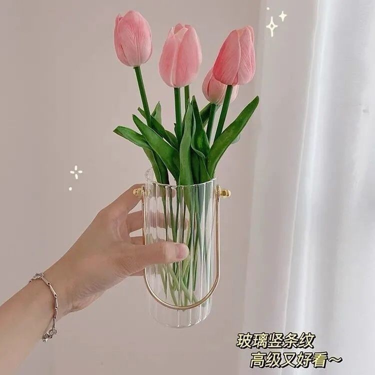 Ins light luxury transparent vase living room Nordic glass small…